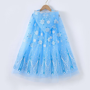 Cape de princesse pour filles MS, design estival, en tulle, imprimé flocons de glace, pour cosplay Elsa - Product Image 2