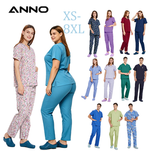 Tenues médicales ANNO en rayonne unisexe, tailles XS-8XL, grandes tailles, uniformes d'hôpital personnalisés multi-poches pour médecins et personnel <span class=keywords><strong>de</strong></span> clinique - Product Image 1