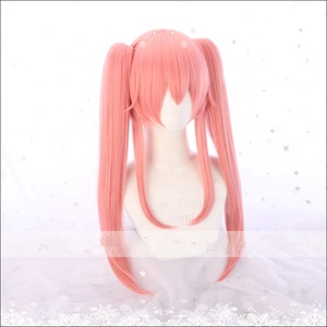 Venta al por mayor 55cm largo Rosa destino/Gran Orden Anime Tamamo no Mae peluca sintética Cosplay pelucas con dos coletas - Product Image 4