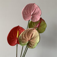 L-329 Hochrealistische Künstliche Anthurie mit Echtem Gefühl, Rosa Kunstblume für Hochzeiten und Tischdekoration