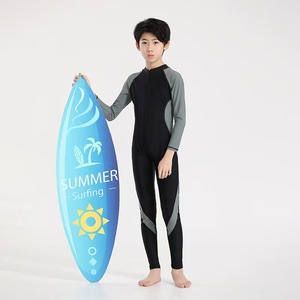 Stock Racing <span class=keywords><strong>maillot</strong></span> de <span class=keywords><strong>bain</strong></span> pour adolescents garçons une pièce pantalon long à manches longues motif solide fermeture éclair avant conception respirante - Product Image 2