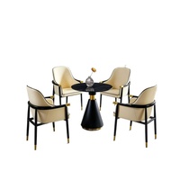 Ensemble de chaises de conférence modernes en cuir noir et or, style luxe léger, pour entreprises ; Table de réception personnalisée de petite taille pour bureaux de vente