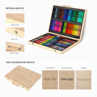 Fournisseur fabricant 251 pièces Ensemble de papeterie en boîte en bois Ensemble de peinture artistique Crayon de peinture de haute qualité Ensemble de peinture artistique pour enfants
