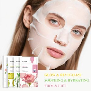 Masque facial hydratant à la niacinamide, au théier, à l'extrait de camomille et de rose, et au collagène, 3 types, marque privée OEM - Product Image 5