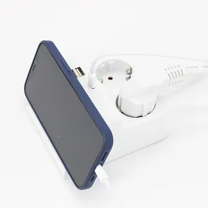 Pegangan Ponsel Strip Daya 6 Outlet 6 dengan Saklar Individu dan Perlindungan Kelebihan Muatan 2 Soket dengan USB