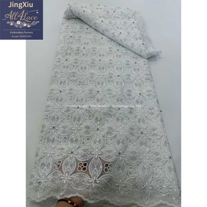 Tela de Encaje Bordada con Flores Geométricas en <span class=keywords><strong>Verde</strong></span> Oscuro, con <span class=keywords><strong>Lentejuelas</strong></span> y Pedrería, para Vestidos de Kaftan Aso Ebi Nigerianos - Product Image 3