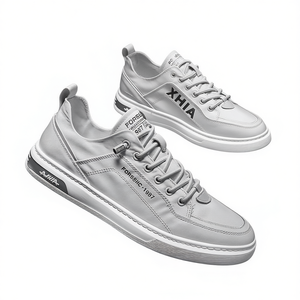 Chaussures décontractées en toile pour hommes Xhia, bout rond, à lacets, respirantes, tendance, style marche, toutes saisons, baskets de couleur unie - Product Image 1