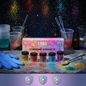 Polvo Cromado LEQU Happy And Fun, 10 Colores, Efecto Espejo Mágico, Pigmento para Arte de Uñas y Manualidades con Resina - Product Image 3