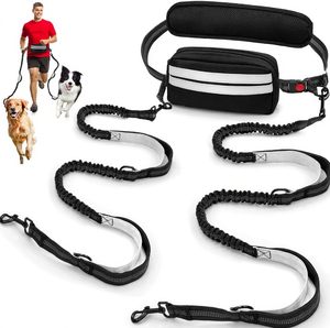 Correas de perro retráctiles dobles Manos libres para 2 perros con bloqueo de seguridad y correas de cinturón extra gruesas para caminar con perros y correr - Product Image 1