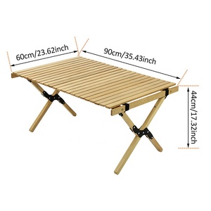 Table pliante portable en bois avec structure en fer et design moderne pour pique-nique et camping, mobilier d'extérieur - Product Image 4