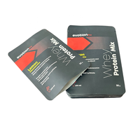 Emballage de sachet plat à trois côtés scellés, sachet de protéines de 15 g avec logo imprimé personnalisé, sachet d'échantillon thermoscellé