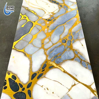 Dalle en ardoise à motif continu imitation marbre / Panneau mural et planche en PVC avec placage en fibre de bois de charbon de bambou