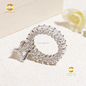 Özelleştirilmiş benzersiz düğün gelin takı 925 katı gümüş GRA sertifikaları beyaz radyant mozanit elmas sonsuzluk bant yüzük - Product Image 6