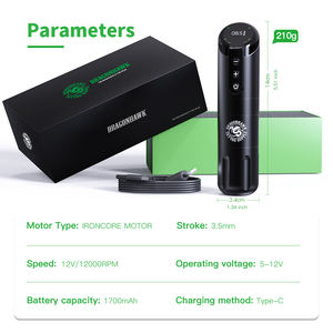 <span class=keywords><strong>Machine</strong></span> à tatouer sans fil <span class=keywords><strong>Dragonhawk</strong></span> X2 avec batterie 1700 mAh, stylo de tatouage, vente en gros de pistolets à tatouer - Product Image 4