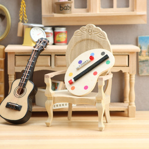 Muebles en miniatura 1:12 de alta calidad, silla de comedor de cocina de madera para decoración de casa de muñecas - Product Image 4