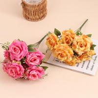 Bouquet de roses Phénix classiques à sept têtes en soie artificielle, faites à la main, pour la vente en gros à l'exportation, roses diamant pour la décoration de table