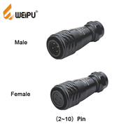 Connecteur d'alimentation étanche IP67 WEIPU Push-pull 7 broches 9 broches à verrouillage rapide en aluminium pour câble