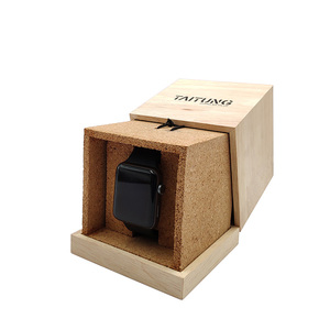 Boîte de rangement de montre en bois naturel, en plastique, une pièce avec planche de bois de liège, haute qualité, prix promotionnel - Product Image 1