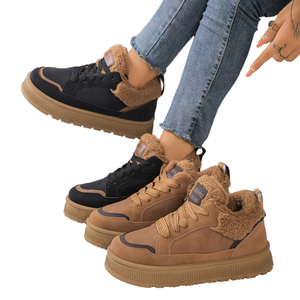 Bottes de neige doublées en peluche pour enfants, aspect cuir, bottines chaudes d'hiver, bout rond, antidérapantes pour filles et garçons - Product Image 1