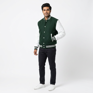 FINER THREADS Custom Men's Winter Varsity Jacket <b>Wool</b>/Polyester Stand Collar Front Logo - Product Image 1