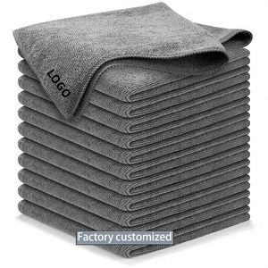 Chiffon de nettoyage en microfibre tricoté chaîne gris 40x40cm 300gsm, vente en gros, très demandé, pour voiture et cuisine - Product Image 1