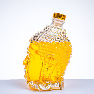 Botella de Vidrio de Alta Calidad con Forma de Cabeza de Buda para <span class=keywords><strong>Vodka</strong></span>/Vino/Tequila/Ginebra de 750 ml con Tapa de Cierre - Product Image 2