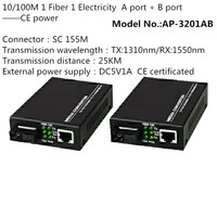 Convertisseur de média fibre optique 10M/100M avec alimentation externe et transceiver optique de données pour équipement à fibre optique simple