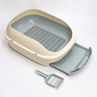 Litière pour chat double couche semi-fermée en plastique grande capacité, design tiroir détachable, pour animaux de compagnie (vente en gros)