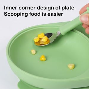 ES-Pro Novedad: Vajilla de silicona para bebés, utensilios de alimentación, diseño de contenedor ODM/OEM, plato de entrenamiento de silicona con tapa, cuchara y tenedor. - Product Image 6