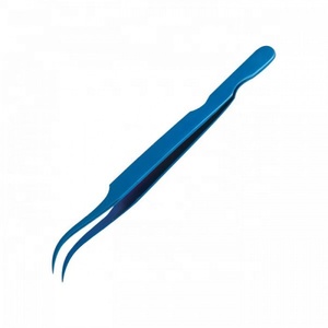 OBEXA CE OBG-36610 Pince à épiler professionnelle de précision pour extensions de cils, courbée, revêtement or plasma, en acier inoxydable, pointue - Product Image 2