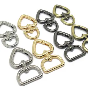 Borsa HK portachiavi 20mm colore a forma di cuore moschettone in metallo Clip cancello moschettoni girevoli per borse