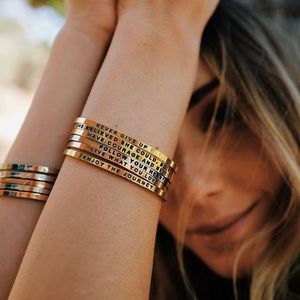 Logotipo personalizado de joyas de acero inoxidable personalizado grabado Mantra inspirador mensaje brazalete pulsera brazalete - Product Image 6