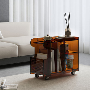 Mesa lateral de acrílico para sala de estar, sofá de lujo ligero, mesa de centro móvil, carrito de autobús - Product Image 1