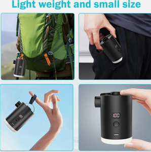 Pompe à air mini LCD portable pour voyage en extérieur, best-seller en Europe et aux États-Unis, pour gonflage de matelas de camping et sacs sous vide, 3600 mAh - Product Image 2