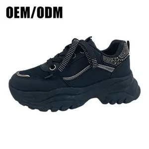 Tùy Chỉnh Nhãn Hiệu Riêng Trang Trí Lấp Lánh Ren-Lên Nền Tảng Phụ Nữ Sneakers Đi Bộ Giản Dị Giày Cho Phụ Nữ