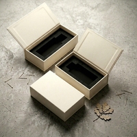 Boîte à parfum solide noire mate personnalisée, en carton recyclé, structure en carton gris, emballage cosmétique rectangulaire écologique