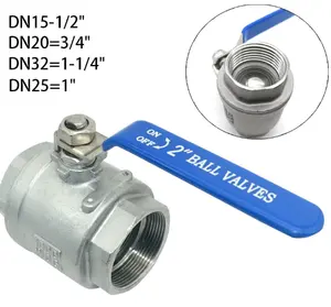 Valvola a sfera sanitaria in acciaio inossidabile bidirezionale 2 pezzi BSP NPT femmina CF8 SS304 1000WOG 2 pezzi valvola a sfera