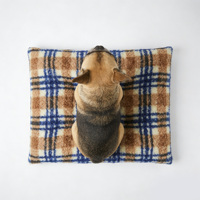 Coussin de luxe en velours écologique à carreaux pour chien, lavable, antidérapant, moderne et tendance, pour l'intérieur, idéal pour l'hiver, pour petits animaux