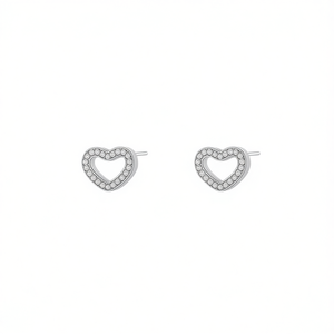 Amy Amy – boucles d'oreilles en forme de cœur en Zircon, en argent 925, pour femmes, bijoux romantiques à porter au quotidien - Product Image 3