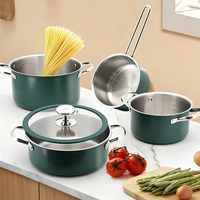 Marmite et casserole en acier inoxydable 304 épaissi, antiadhésif, de qualité alimentaire, avec fond à induction et revêtement céramique extérieur, personnalisable en gros