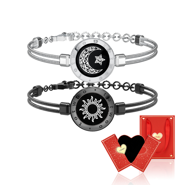 Totwoo Fashion Smart Sun&Moon Long Distance Touch Gift Box Bracelets for Couples Bluetooth Pairing Jewelry Wholesale