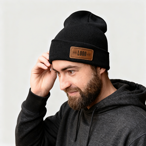 Bonnet personnalisé homme femme chaud tricoté thermique avec logo tissé personnalisé en acrylique uni pour l'hiver - Product Image 1