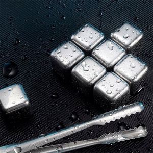 8pcs Square Stainless Steel 304 Bar Party Frozen Chilling Cooler Whiskey Ice Wine Stone Metal Ice Cube With <b>Tongs</b> Set - Product Image 4