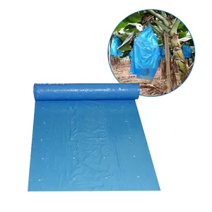Bolsa de protección de plátano de plástico de polietileno perforado azul, cubierta de manojo de plátano