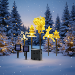 Ensemble de lumières de paysage extérieur mixte 5 pièces piquet solaire étanche renne arbre de noël père noël lumières pour noël - Product Image 2