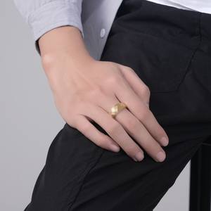 Stainless Steel <b>Ring</b> Gold Black Silver Unisex Fashion Jewelry Geometric Shape Gift - Product Image 4