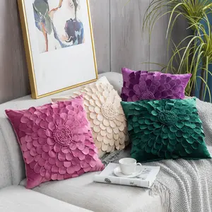 Wholesale Velvet Flowers Cushion Cover Printed 45*45cm Pillow Cases Decorative Throw Pillow Cover for Sofa