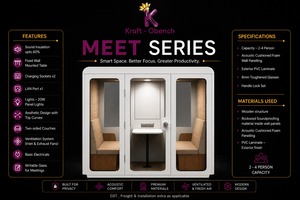 Cabina de Reuniones Portátil de la Mejor Calidad con Diseño Elegante, Módulo Acústico Modular para Reuniones y Entrevistas, Disponible para la Venta - Product Image 6