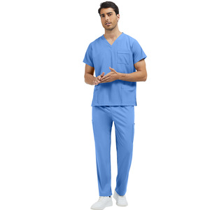 Uniformes Médicos para <span class=keywords><strong>Hombre</strong></span>, Parte Superior de Poliéster con Cuello en V, <span class=keywords><strong>Pantalones</strong></span> con Múltiples Bolsillos, Ropa de Trabajo para Enfermeros y Doctores - Product Image 6