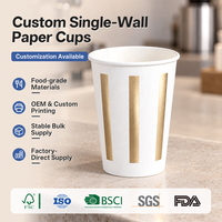 Gobelet en carton simple durable, 8 oz, léger, avec logo personnalisé imprimé et gaufré, pour boissons chaudes, avec manchon, pour le bureau, vente en gros